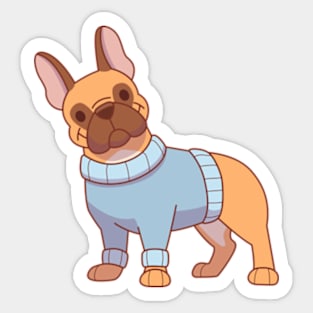 Frenchie in a blue sweater Sticker